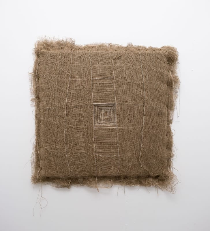 Pía Ortuño 'Void', Salt and jute fibre on stretchers, 100 x 100 cm, 2022