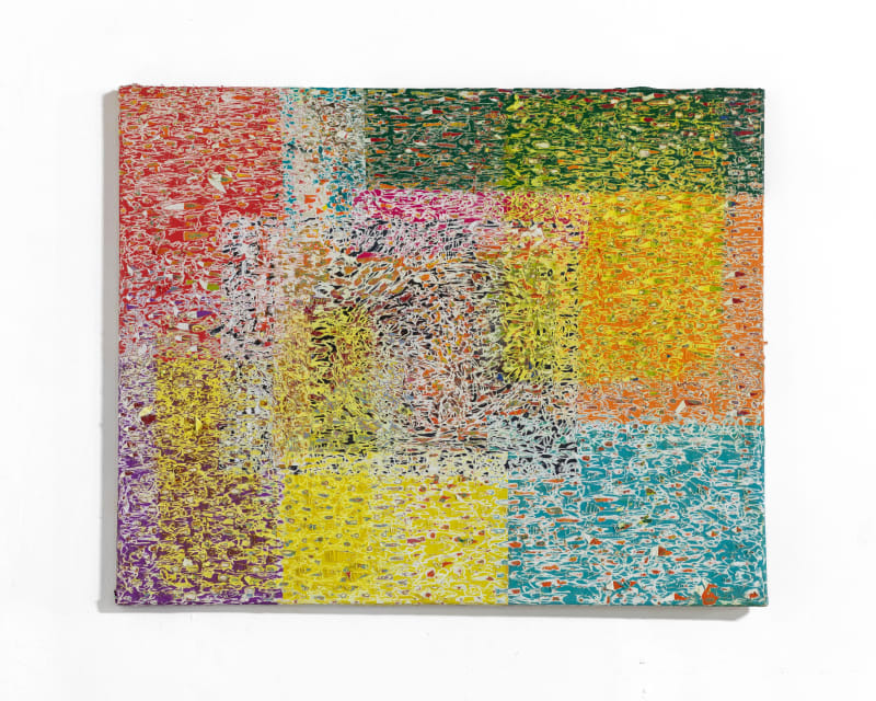 Untitled, 2023, acrylic, glue, paper on canvas