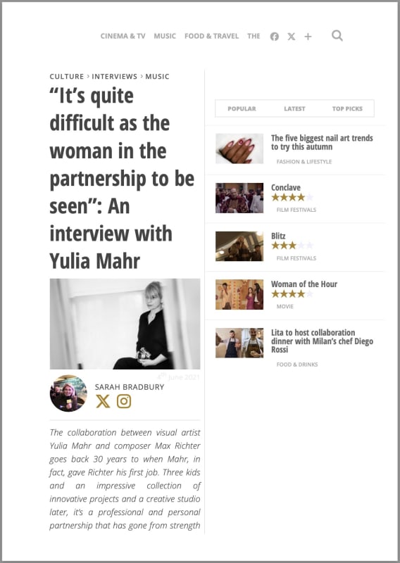 The Upcoming, “It’s quite difficult as the woman in the partnership to be seen”: An interview with Yulia Mahr