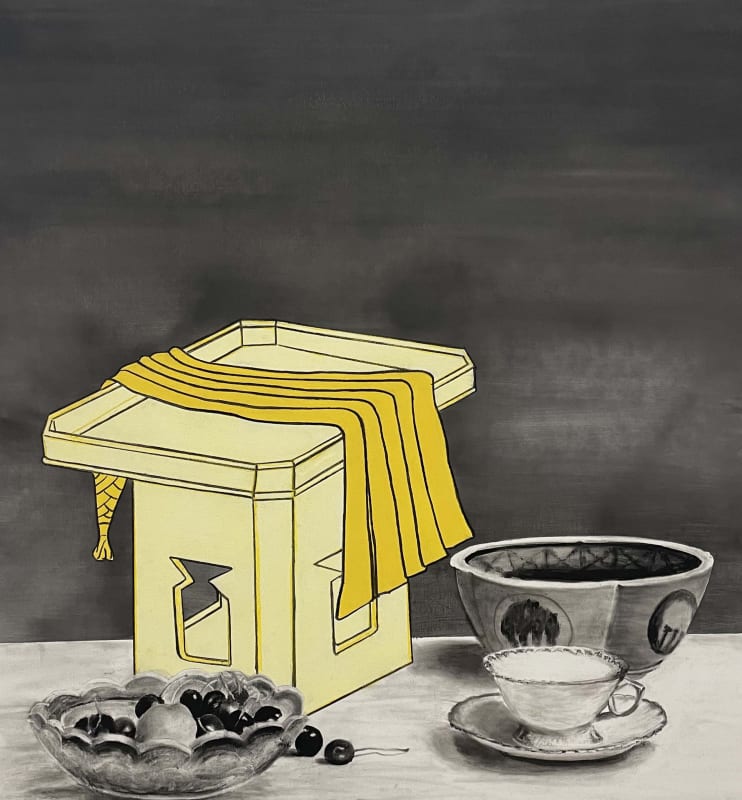 Bryce Delplanque, No tea, No shade, série MeetLife, fusain, encre et acrylique sur toile, 106 x 99 cm, 2023-2024