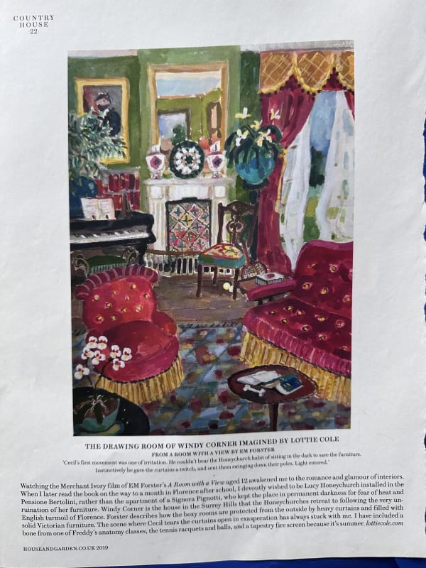 "Cecil's first movement was one of irritation. He couldn't bear the Honeychurch habit of sitting in the dark to save the furniture. Instinctively he gave the curtains a twitch, and sent them swinging down their poles. Light entered."