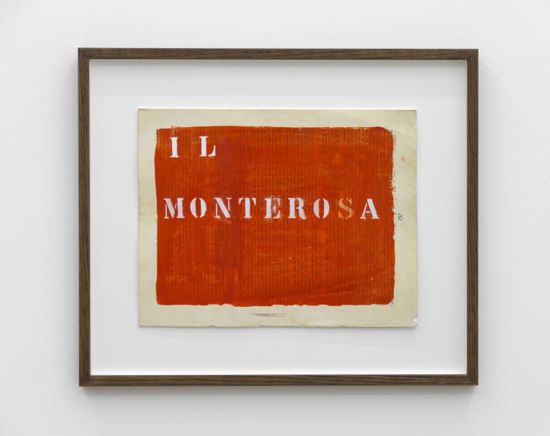 Mangelos Il monterosa, nomina 5, m.6, 1957-1963 Tempera on printed paper 27,3 x 35,5 cm (10 3/4 x 14 in.)