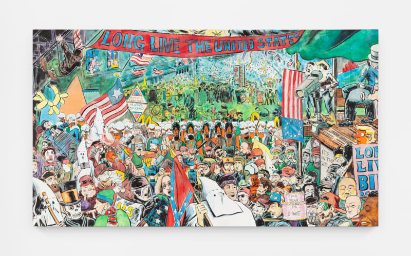 Biden’s Entry Into Washington 2021 (American Portrait as Landscape), 2021. Ink on canvas. Gift of Michael Sherman and Carrie Tivador, Los Angeles