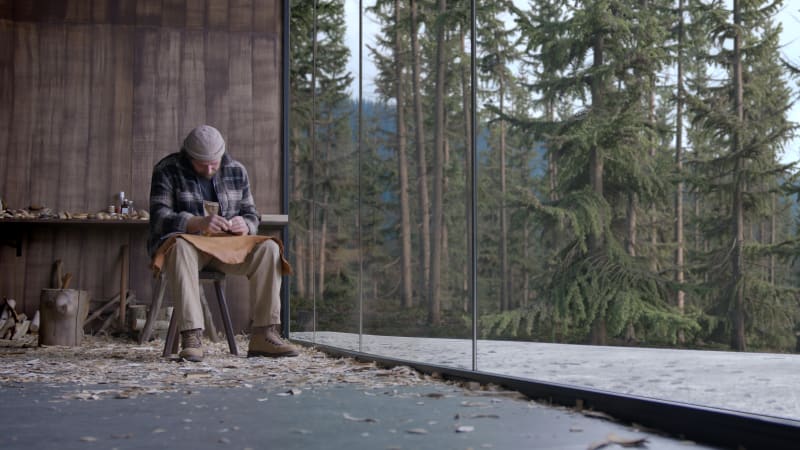 David Claerbout, still image of the woodcarver and the forest, copyright VG Bild-Kunst, Bonn 2026.