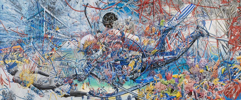 Blue Room-Virtual Aquarium-Inside oil, acrylic on canvas 227 x 726cm 2016