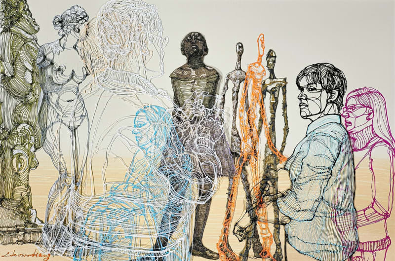 Beyond the frame 202201, Ways of seeing 3D pen and acrylic on canvas variable installation 2022