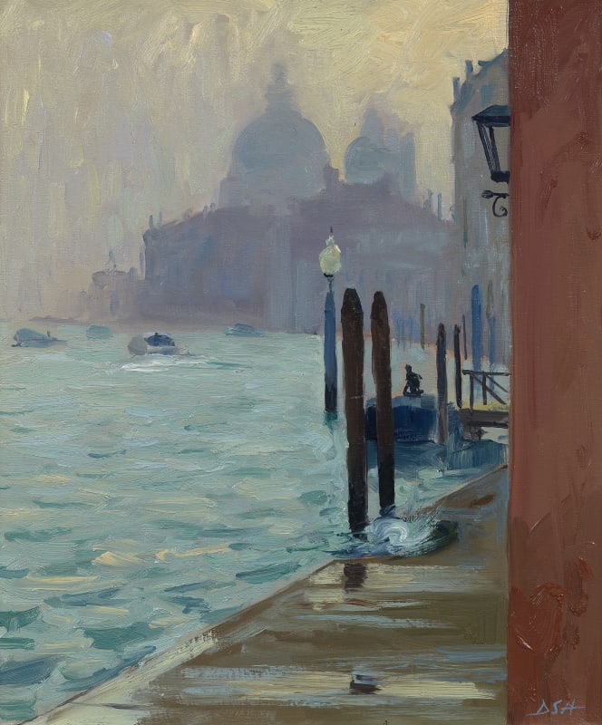 Morning Mist Towards the Salute, Oil on panel, 25 x 30 cm