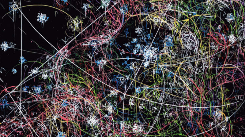 Kysa Johnson, "blow up 260 - The long goodbye (hello, hello) - subatomic decay patterns and the star forming region RCW 49," 2015. High Gloss Paint and Ink on Panel, 14 x 16 in, KJ_138