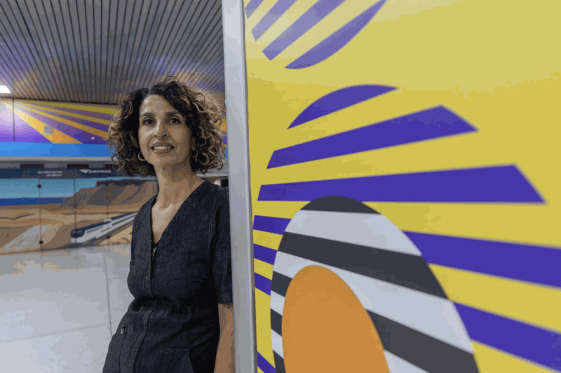 Artist Dahlia Elsayed (photo by Marc Glucksman; courtesy Art at Amtrak)