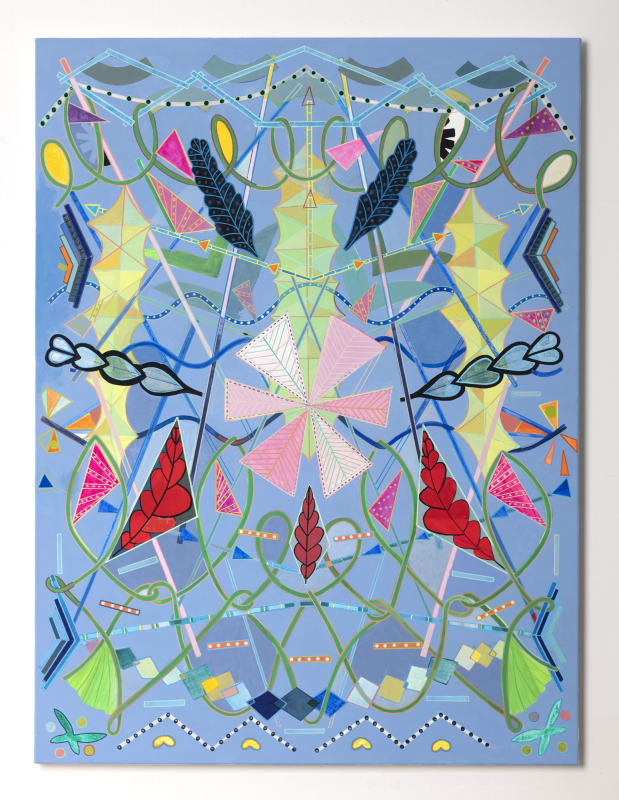 Ruby Palmer, "Fan," 2023 Acrylic, Flashe, acrylic paint pen on canvas, 48h x 36w in, 121.92h x 91.44w cm (RP157)