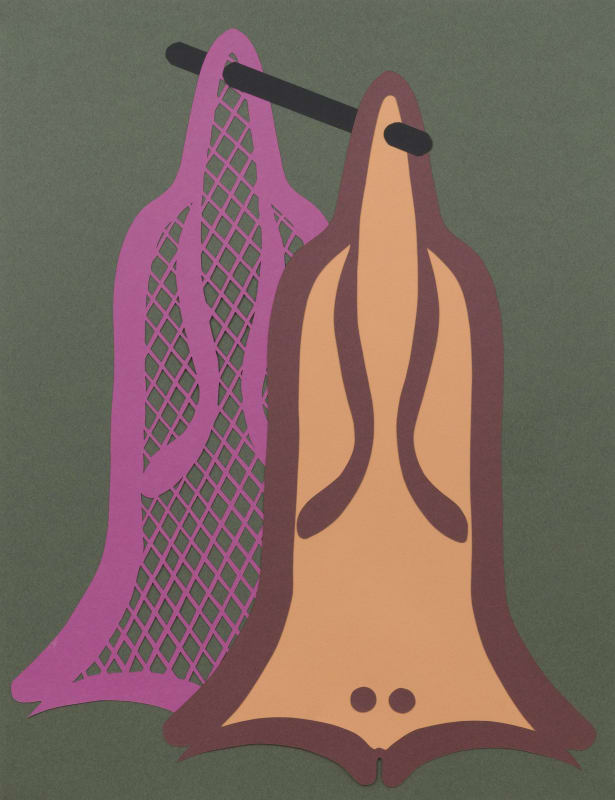 Natalie Beall, "Utility Suite (Double Bell)," 2022. Paper and adhesive. 25 x 19.5 inches.