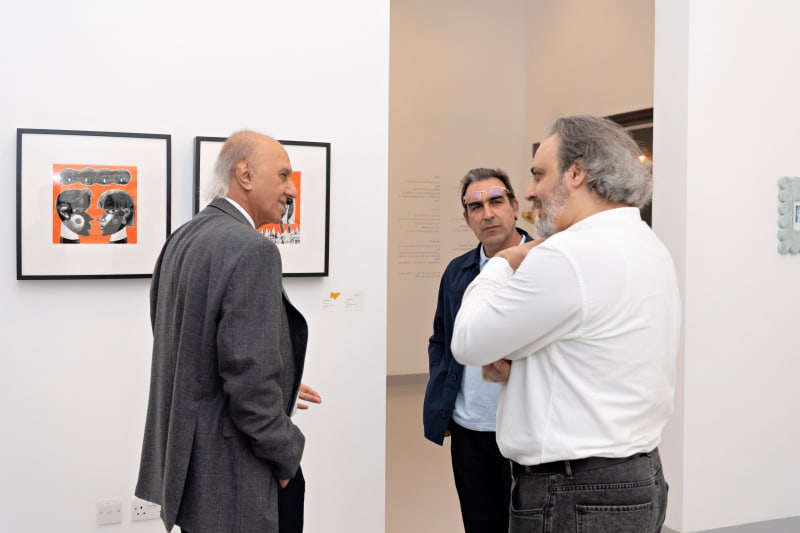 Photo taken during the opening - in the photo from left Iraqi artist Dr. Ala Bachir, Jordanian artist Hassan Manasrah and