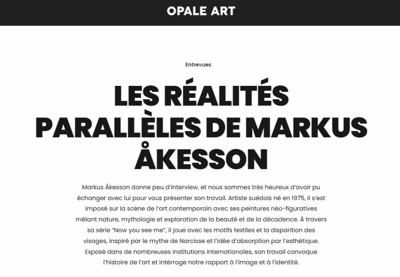Les réalités parallèles de Markus Åkesson, Opale Art