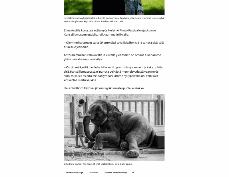 Harvinainen ratkaisu: koronapandemia sai valokuvanäyttelyn kipuamaan Kansallismuseon muureille