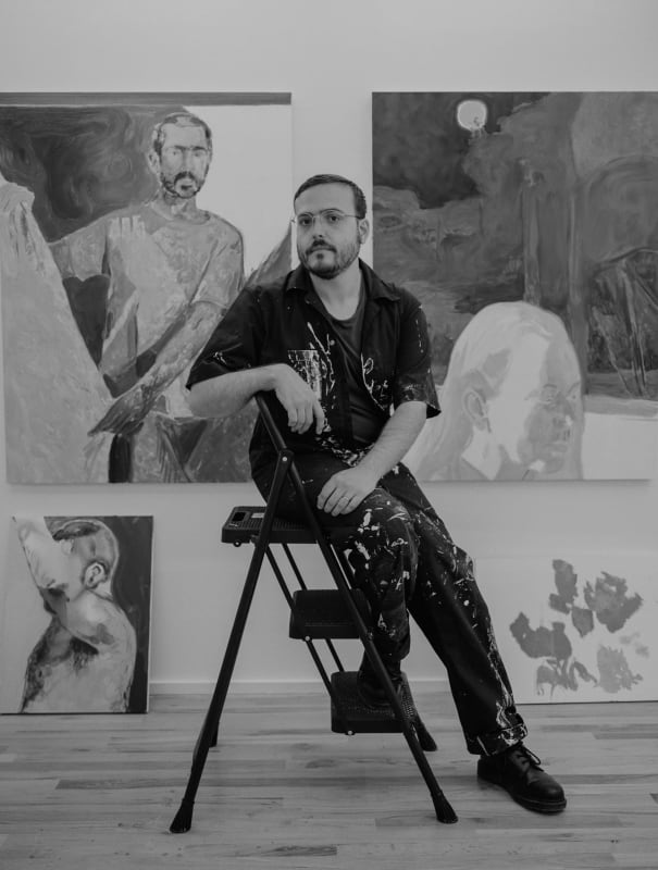 Anthony Cudahy in his studio, 2021. Photo by Jack Pierson for W Magazine.