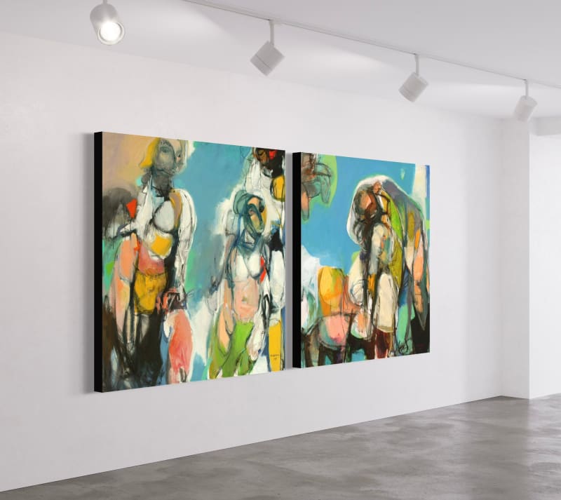 You and I set of acrylic on canvas paintings by Qais Al-Sindy