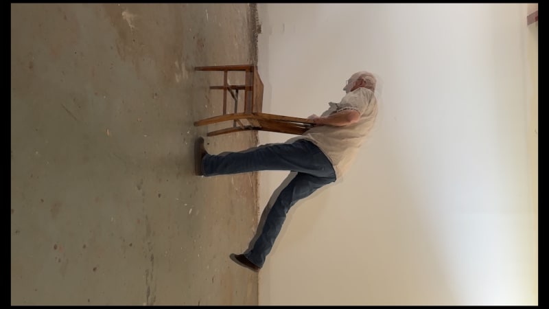 Bruce Nauman, Beckett's Chair Portrait Rotated, 2025 (video still)