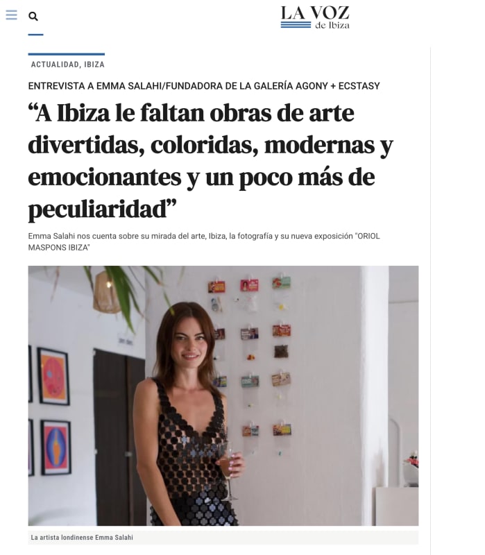 LA VOZ DE IBIZA: “Ibiza needs fun, colorful, modern and exciting works of art and a bit more quirky.”