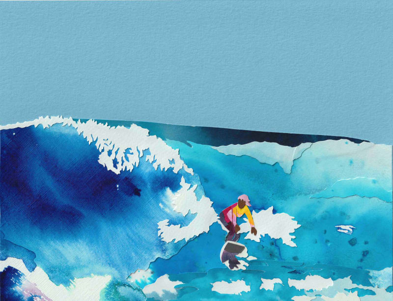 Francesca Gabbiani "Surfette 1 (Georgia) v.2", 2021, Ink, gouache, acrylic and cut paper on paper, 8 1/2 x 11 inches