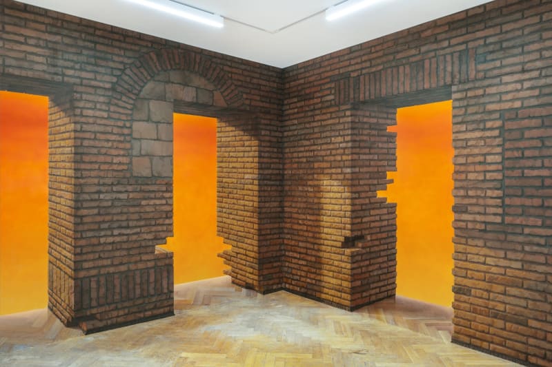 Installation view 'Earth Sky Body Ruins' (with Clementine Keith Roach) at Ben Hunter in London. Courtesy of the artists and Ben Hunter.