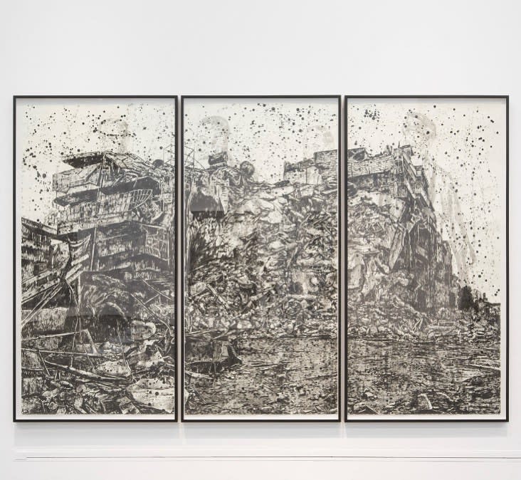 Nicky Nodjoumi, Aleppo, 2017, Ink drawing