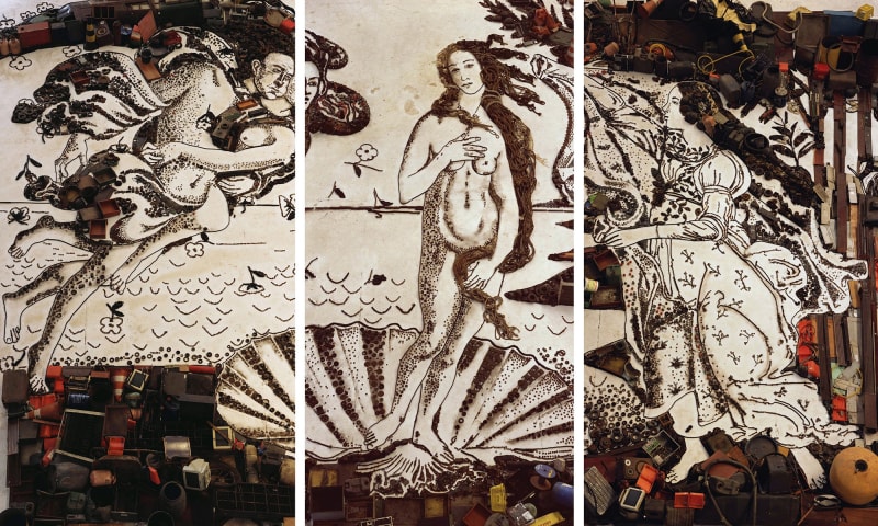 Botticelli Birth of Venus by Vik Muniz made in Junk