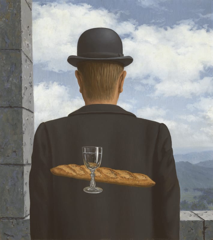 René Magritte L'ami intime, 1958 Oil on canvas 73 by 65 cm (28¾ by 25⅝ in.) ON LOAN © 2025 C. Herscovici, Brussels / Artists Rights Society (ARS), New York
