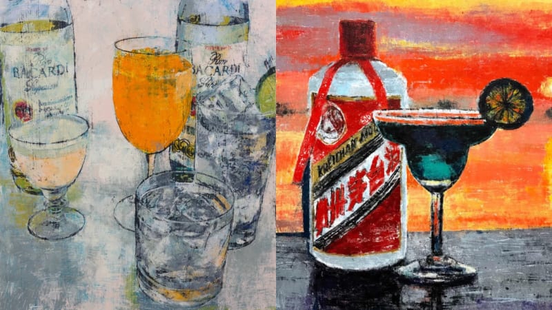 (L) Enoc Perez, Chances Are You’ll Like It All Ways, 2023. Courtesy of Ben Brown Fine Arts. (R) Enoc Perez, Simply enjoy life and the great pleasures that come with it, 2024. Courtesy of Ben Brown Fine Arts.