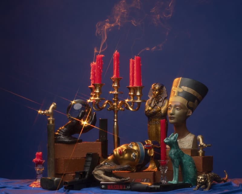 Awol Erizku, Malcolm x Freestyle (Pharaoh's Dance), 2019-20, Digital chromatic print, 50.8 x 63.5 cm. (20 x 25 in.), Edition of 3 + 2 AP