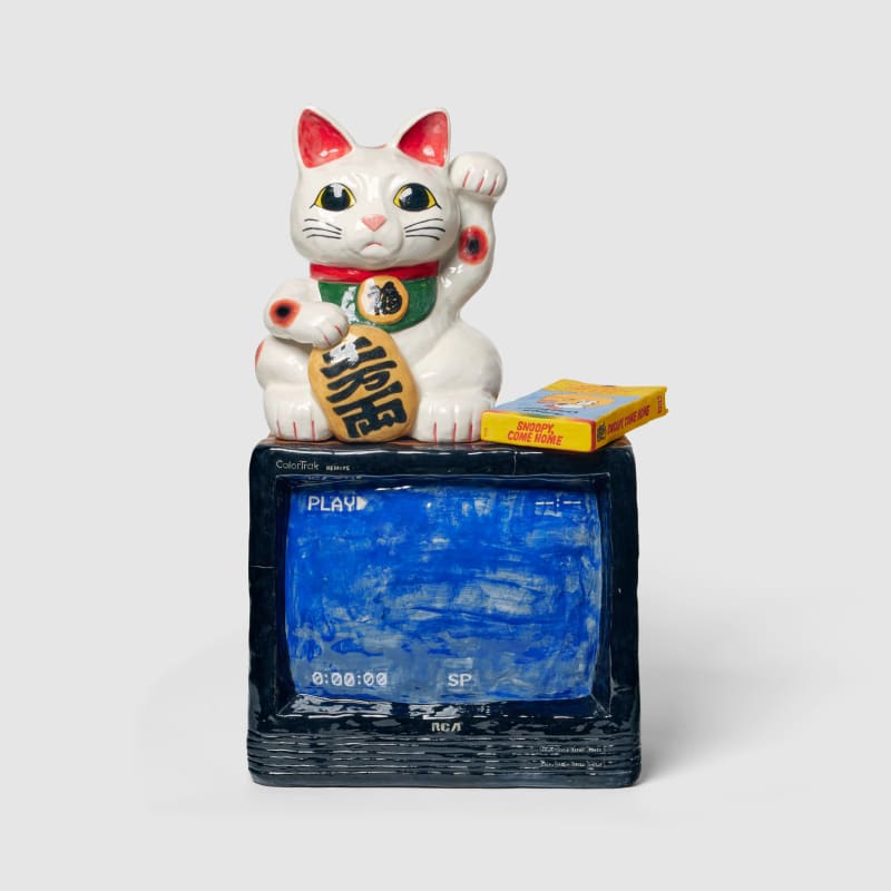 Stephanie H. Shih, Cats and Dogs, 2023, ceramic, 14 1/2 x 14 x 14 inches