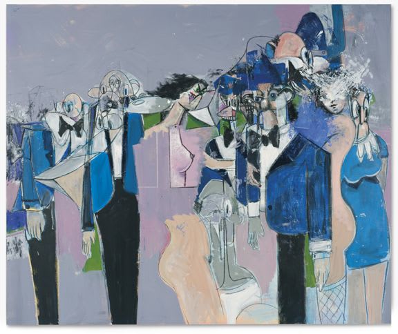 George Condo, The Blue Butler, 2011, acrylic, charcoal and pastel on linen, 70 x 84 inches