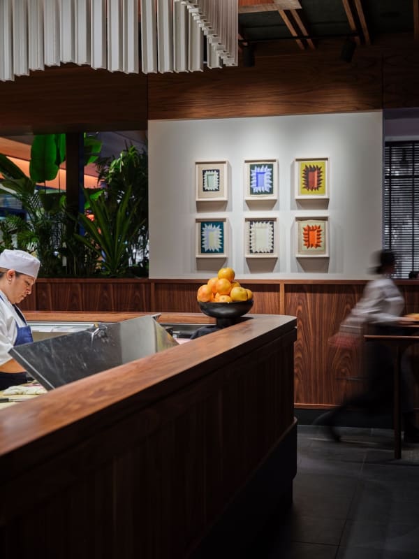 Matt Kleberg, Untitled (Starburst) 1-6, 2023, at Balboa Surf Club. Photo by Kevin Todora