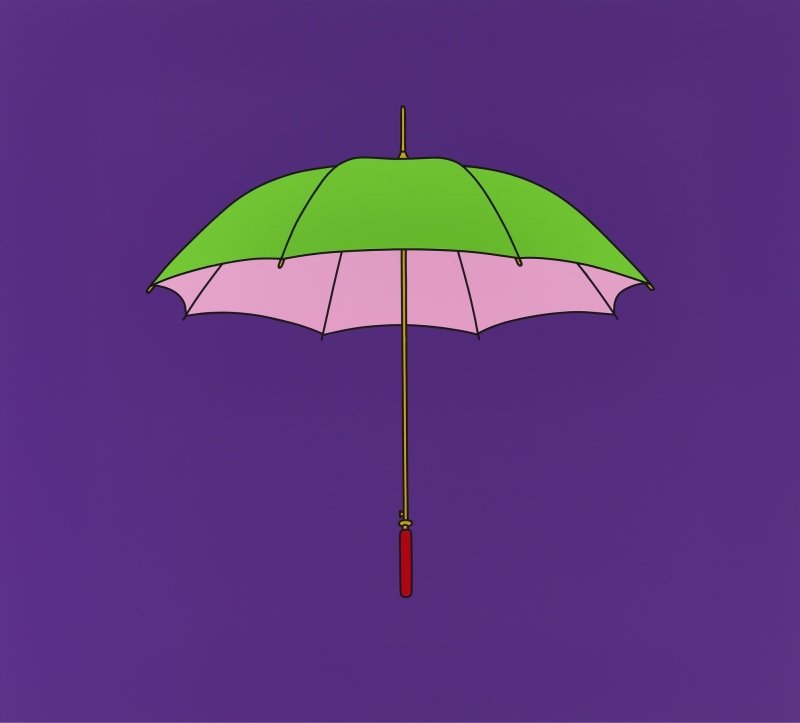Michael Craig-Martin, Untitled (umbrella purple), 2023, acrylic on aluminum, 43 5/16 x 48 inches