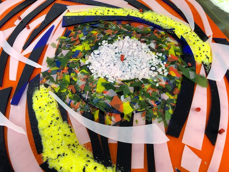 Artist Joanne Greenbaum in residence at Bullseye Glass Company's Resource Center New York, 2018