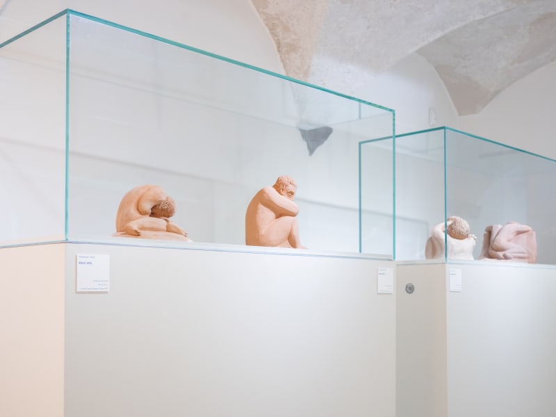 Essere uno. Tessuti e ceramiche di Alessandro Teoldi, veduta della mostra, Savona, 2024, Ph. Claudio Pagnacco