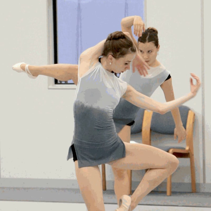 Gwenllian Davies and Anna Pujol in costume during a rehearsal of Shadow Aspect