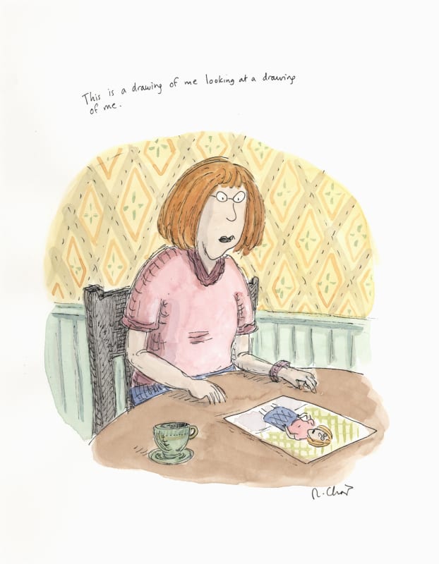 Image of Roz Chast's drawing This is a Drawing of Me Looking at a Picture of Me, 2008