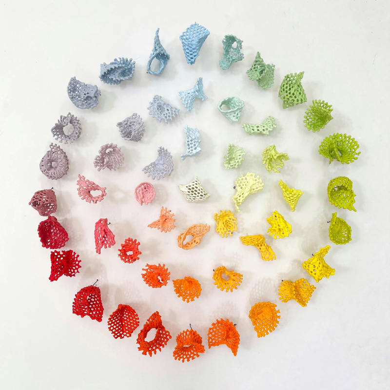 Kelly Sheppard Murrary, The Early Hours, Days & Weeks 2021 encaustic, wire, wire mesh, 36 x 36 x 5 inches