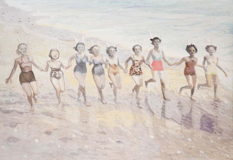 Daichi Sato, Bunny girls, 2017, oil on canvas, 62.5x113cm