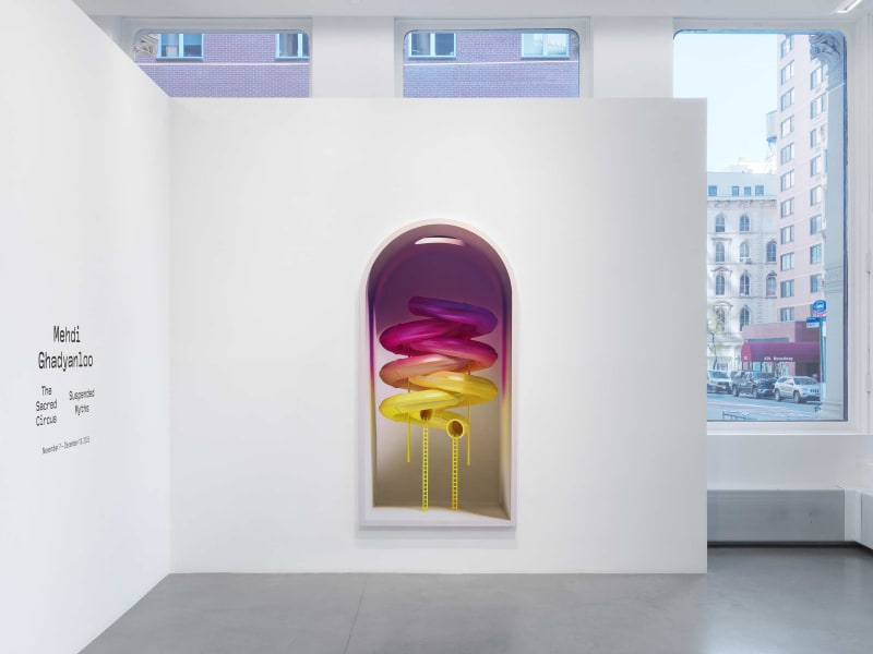 Installation view of "The Sacred Circus — Suspended Myths" at Almine Rech New York, Tribeca Gallery / Courtesy of Almine Rech New York, Tribeca