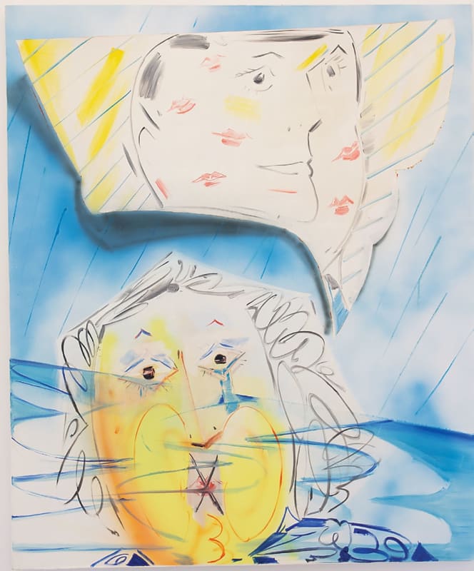 Hoda Kashiha, Dream Makes Cloud, 2018, oil, spray paint, and acrylic on canvas, 47 1⁄4 × 39 3⁄8". From “Oil of Pardis.”