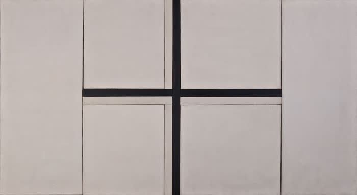Black and White Cross, 1949/1950 Oil on canvas in six panels plus painted wooden sections 27 1/2 x 50"