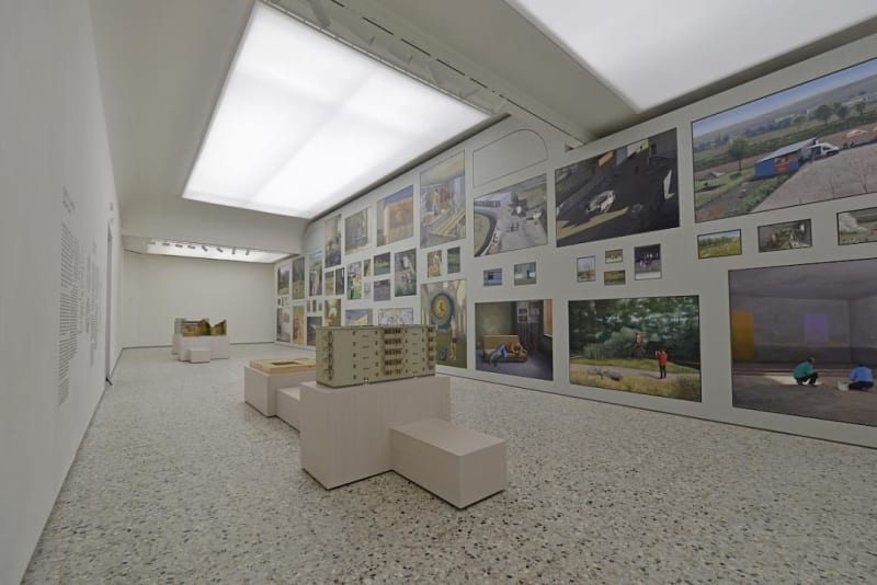Romanian Pavilion exhibition "What Work Is" at the 2024 Venice Biennale featuring works by Șerban Savu and curated by Ciprian Mureşan