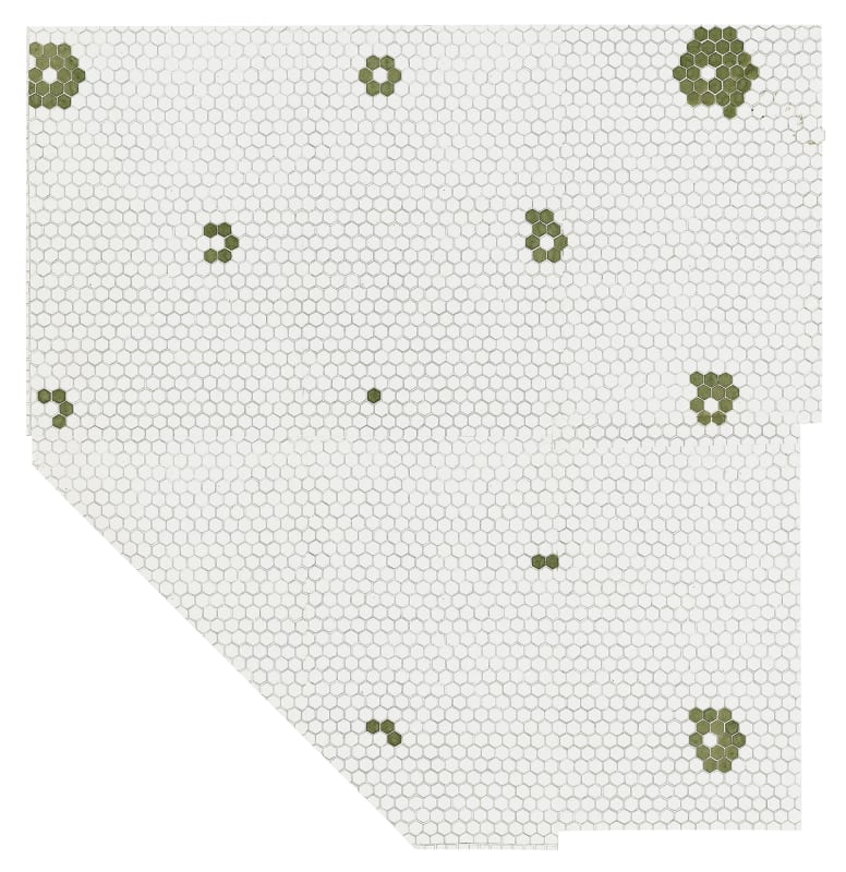 Julia Fish, "First plan for floor [ floret ] - section one" (1998), gouache on assembled, laser-printed paper 23 1/4 × 23 1/4 in