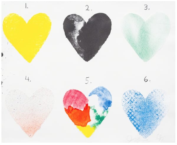 Jim Dine Dutch Hearts, 1970 Six color lithographs collaged onto white wove paper 35.5 x 37"