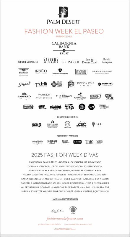 Palm Desert Fashion Week 2025 Sponsors