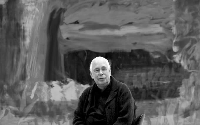Howard Hodgkin sitting in front of Home, Home on the Range in 2008 CREDIT: Rex