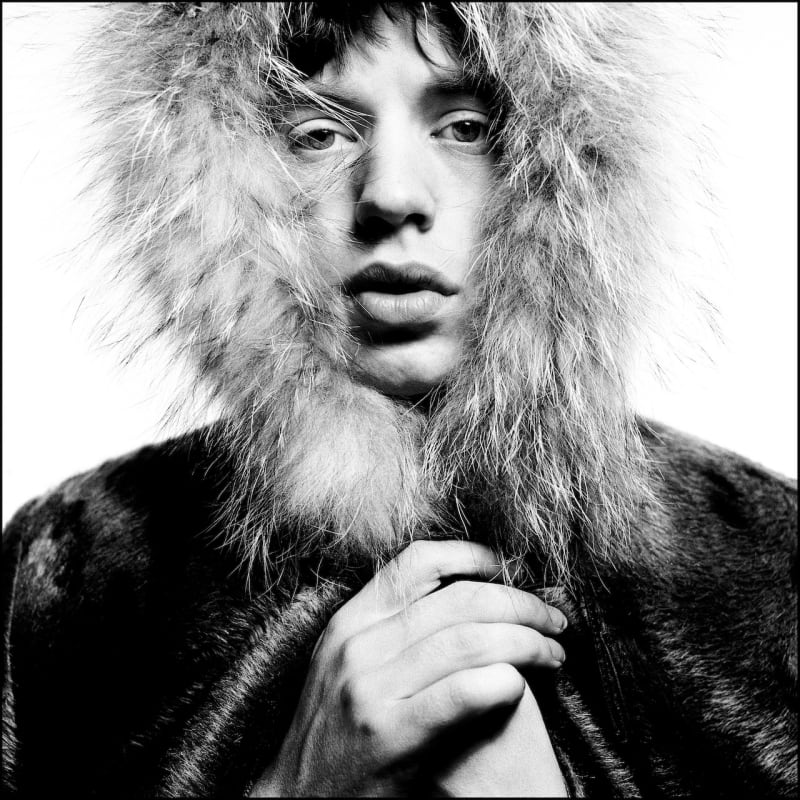 David Bailey, Mick Jagger in Fur Hood [Platinum Palladium], 1964 © David Bailey