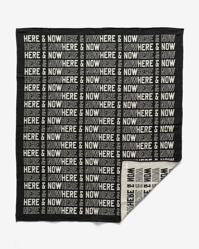 Lawrence Weiner, HERE & NOW, 2022 Jacquard blanket woven from 80% pure wool and 20% cashmere with a combed cotton...
