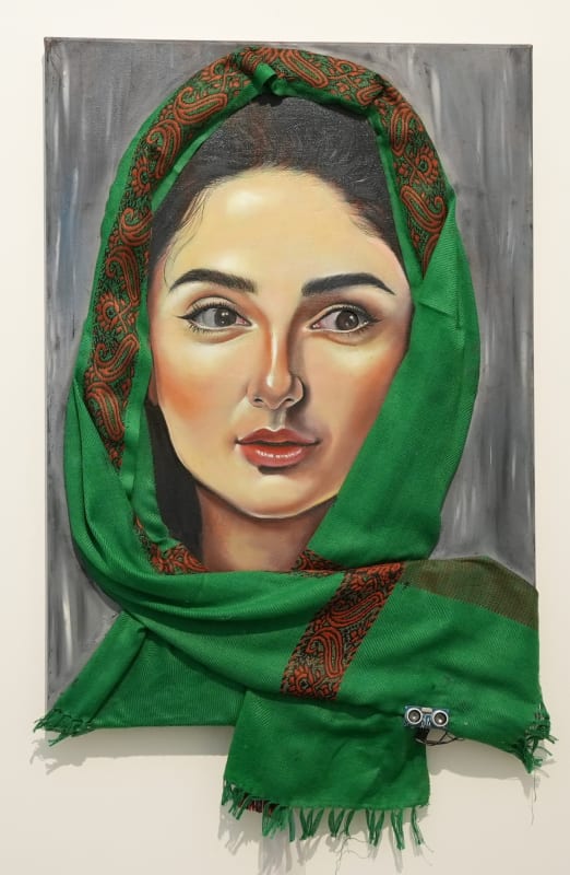 Maryam Al-Hilali, Live Portrait, 2024, Mixed media on canvas, 60x42cm